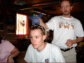 Blue moose on Brian's head